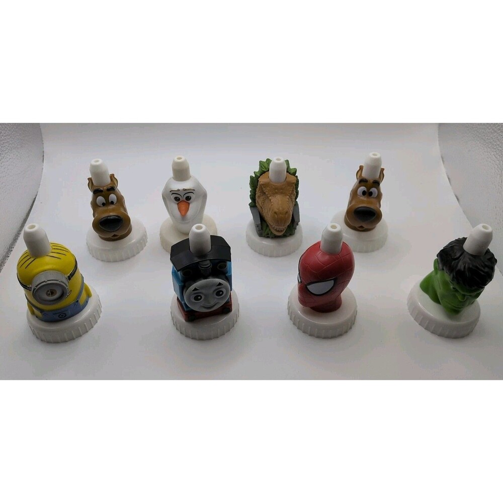 Good 2 Grow Lot Of 8 Collectible Juice Bottle Toppers Variety Jurassic World...